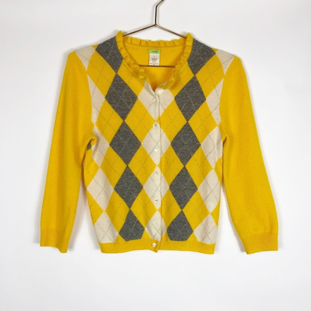 J. Crew Cashmere Argyle Cardigan